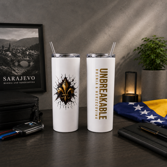 Unbreakable Bosnian 20 oz Skinny Tumbler