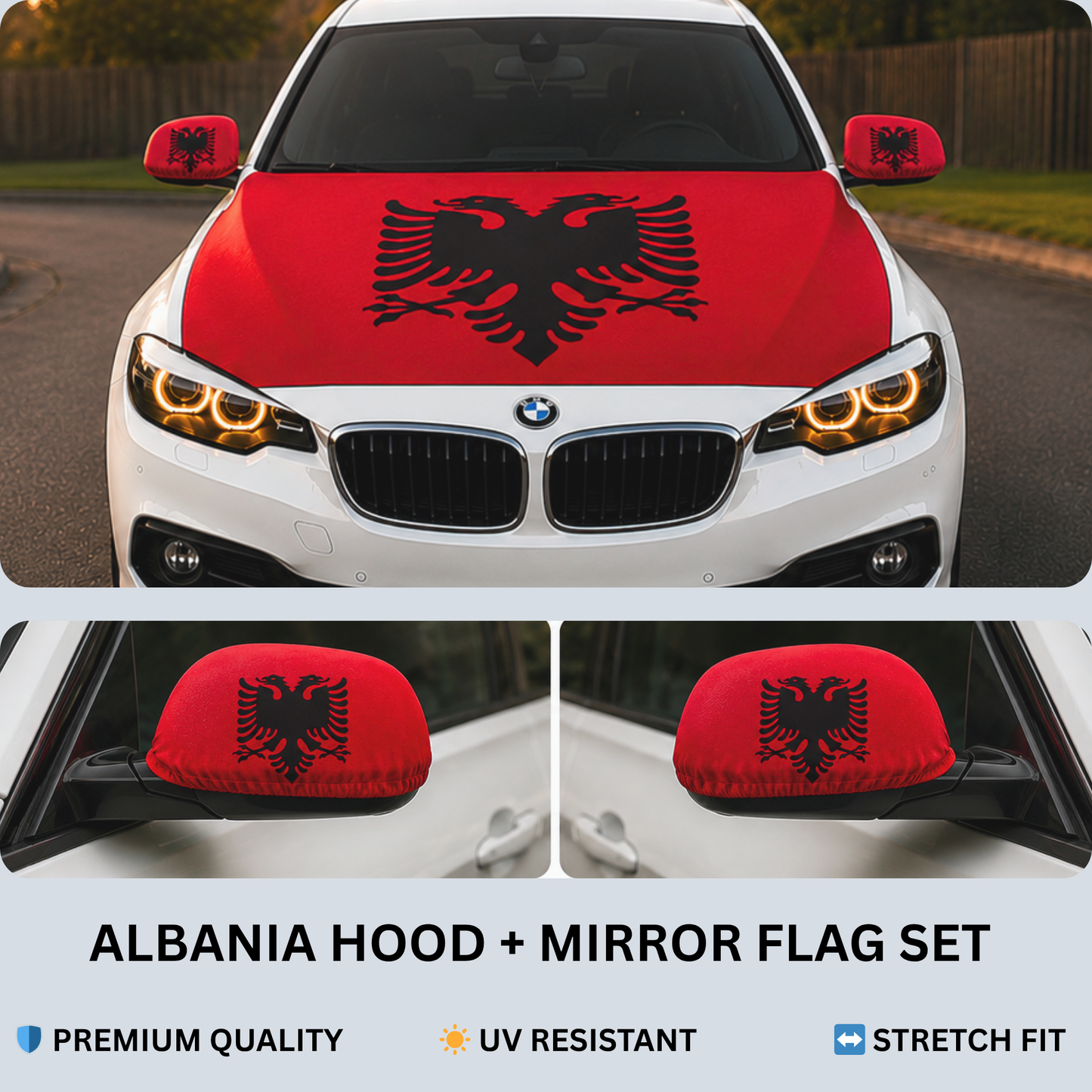 Albania Flag Car Hood & Mirror Cover Set – PRE-ORDER