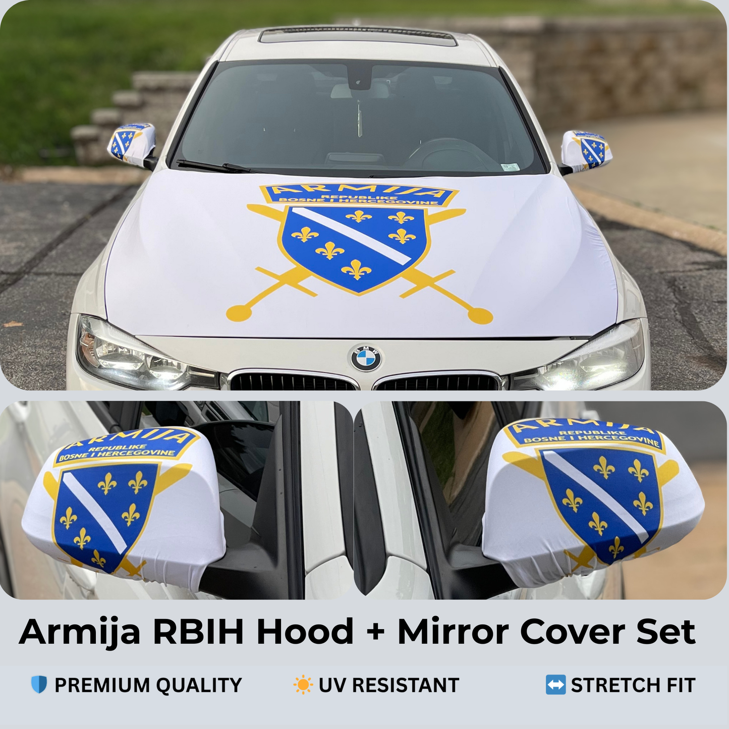 Armija RBiH Car Hood & Mirror Cover Set – Republic of Bosnia & Herzegovina