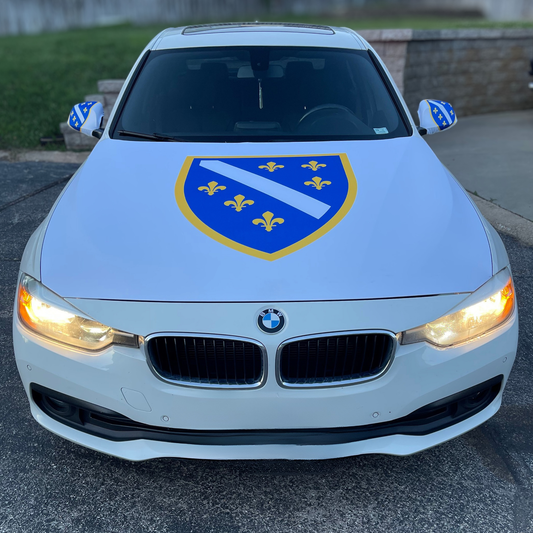 Bosna Ljiljan Crest Car Hood & Mirror Flag Set