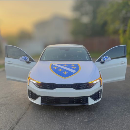 Bosna Crest Car Hood & Mirror Flag Set