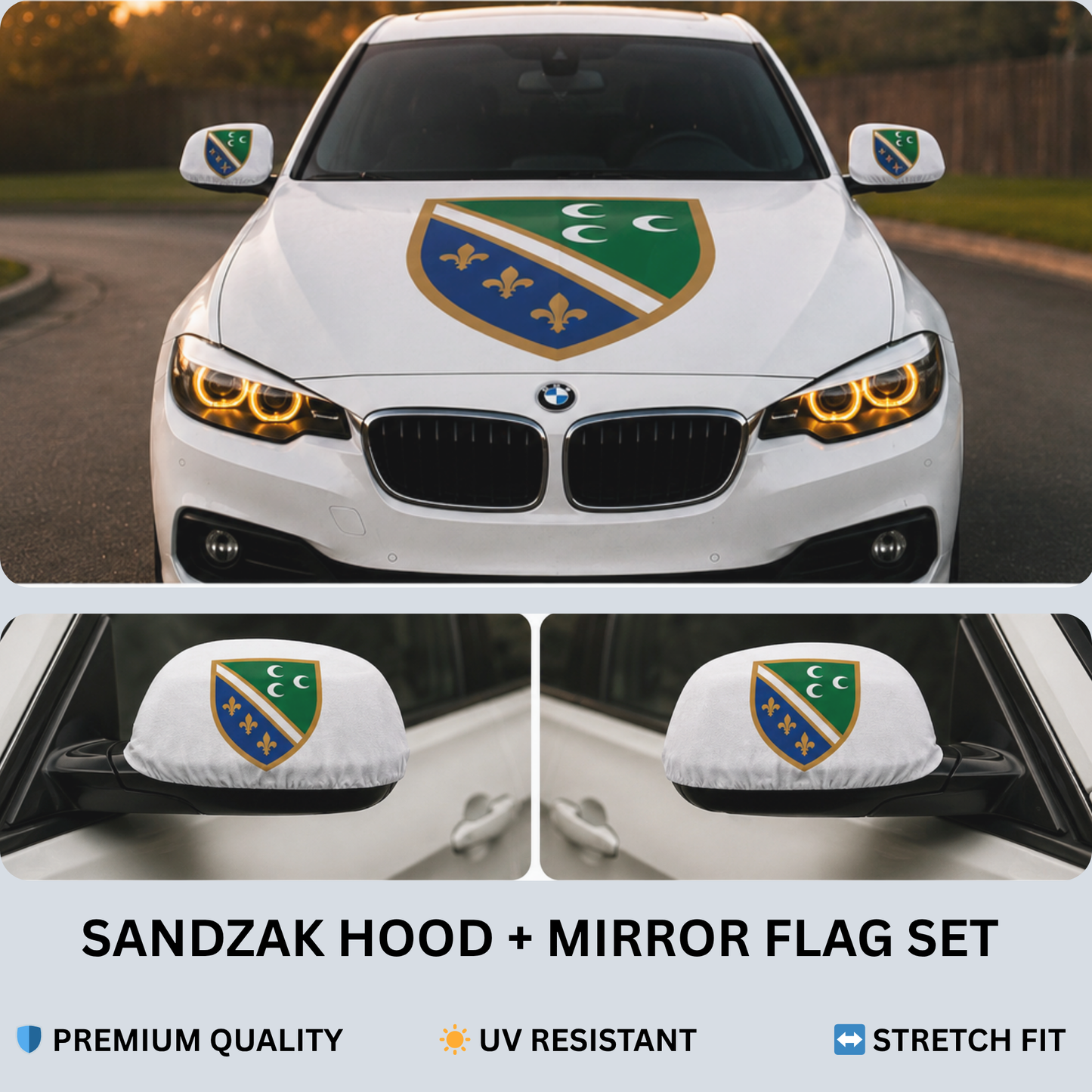 Sandzak Flag Car Hood & Mirror Cover Set – PRE-ORDER