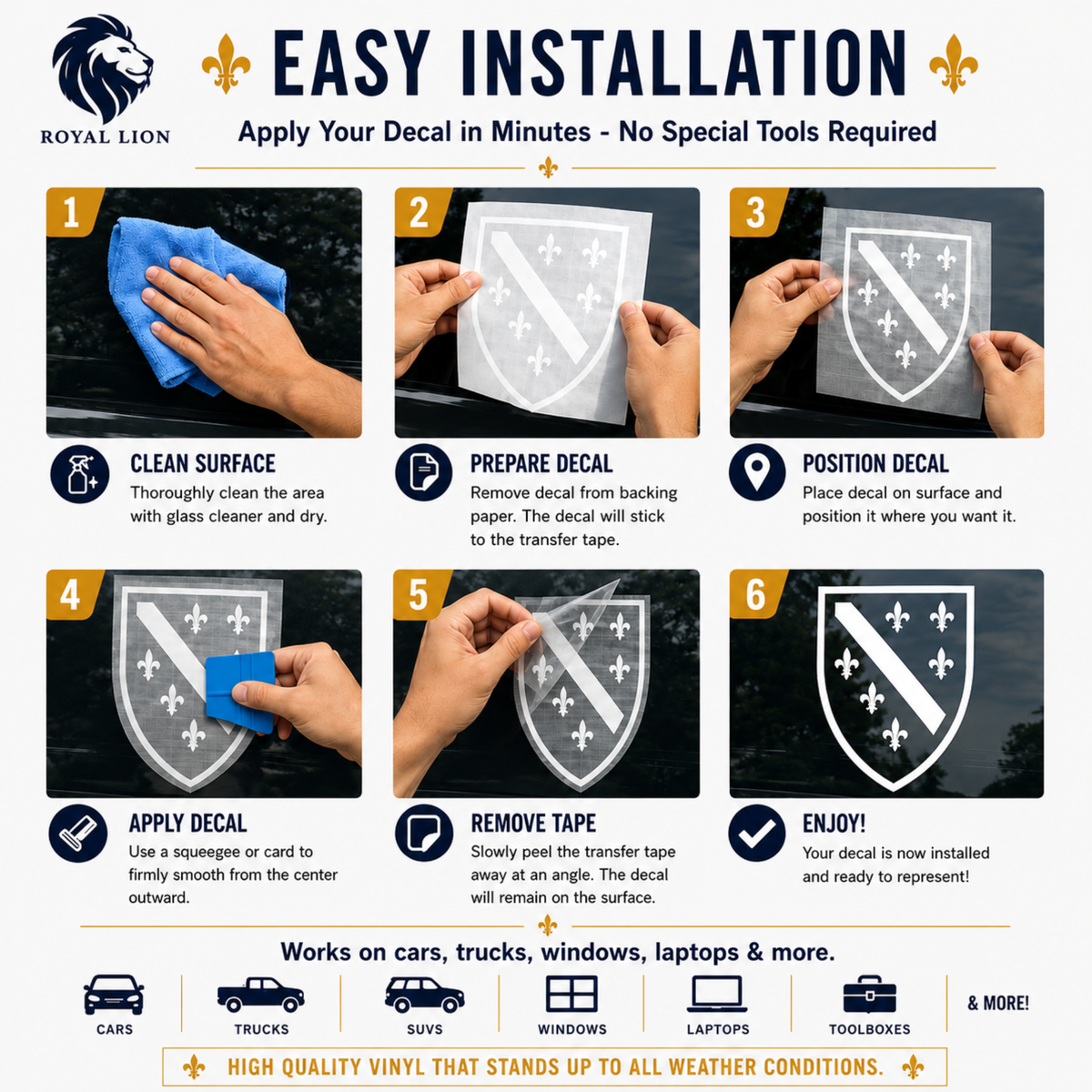 Bosnian Ljiljan Shield Vinyl Decal Bundle – Mix & Match