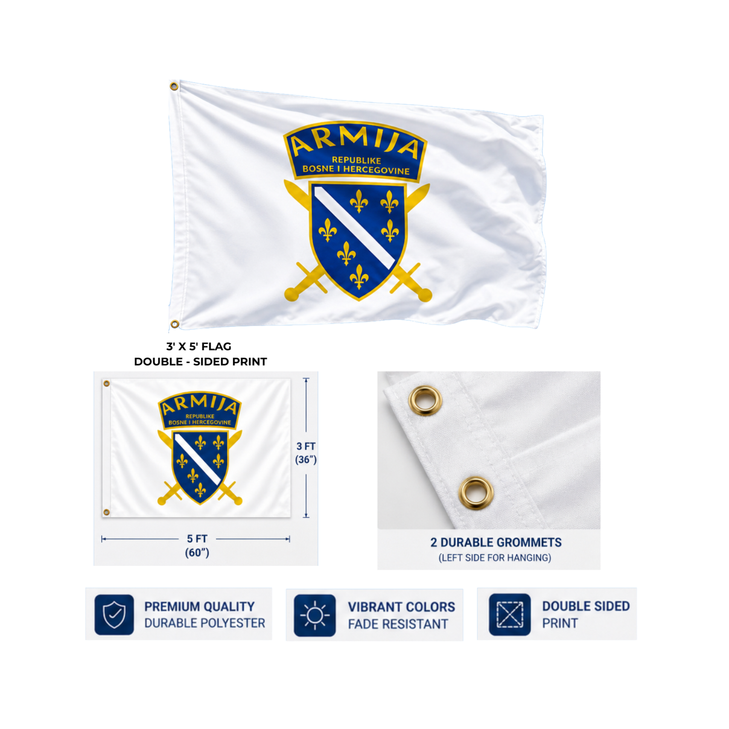Armija Republike Bosne i Hercegovine Flag - Double Sided
