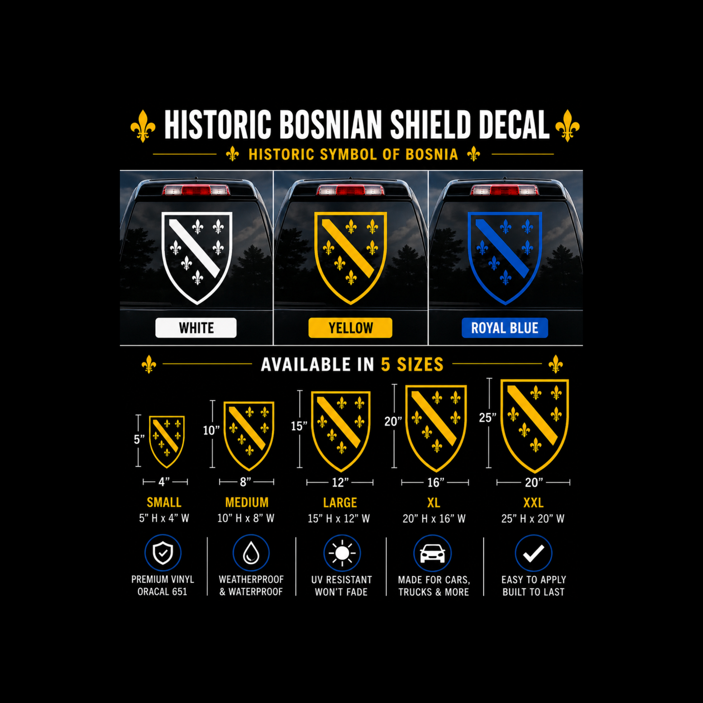 Bosnian Ljiljan Shield Vinyl Decal