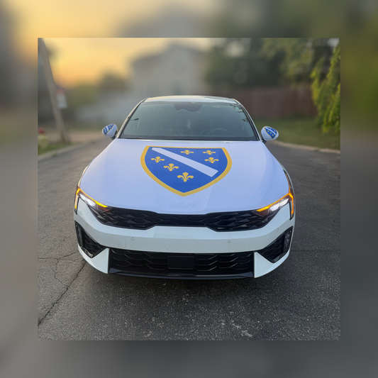 Bosna Ljiljan Crest Car Hood & Mirror Flag Set
