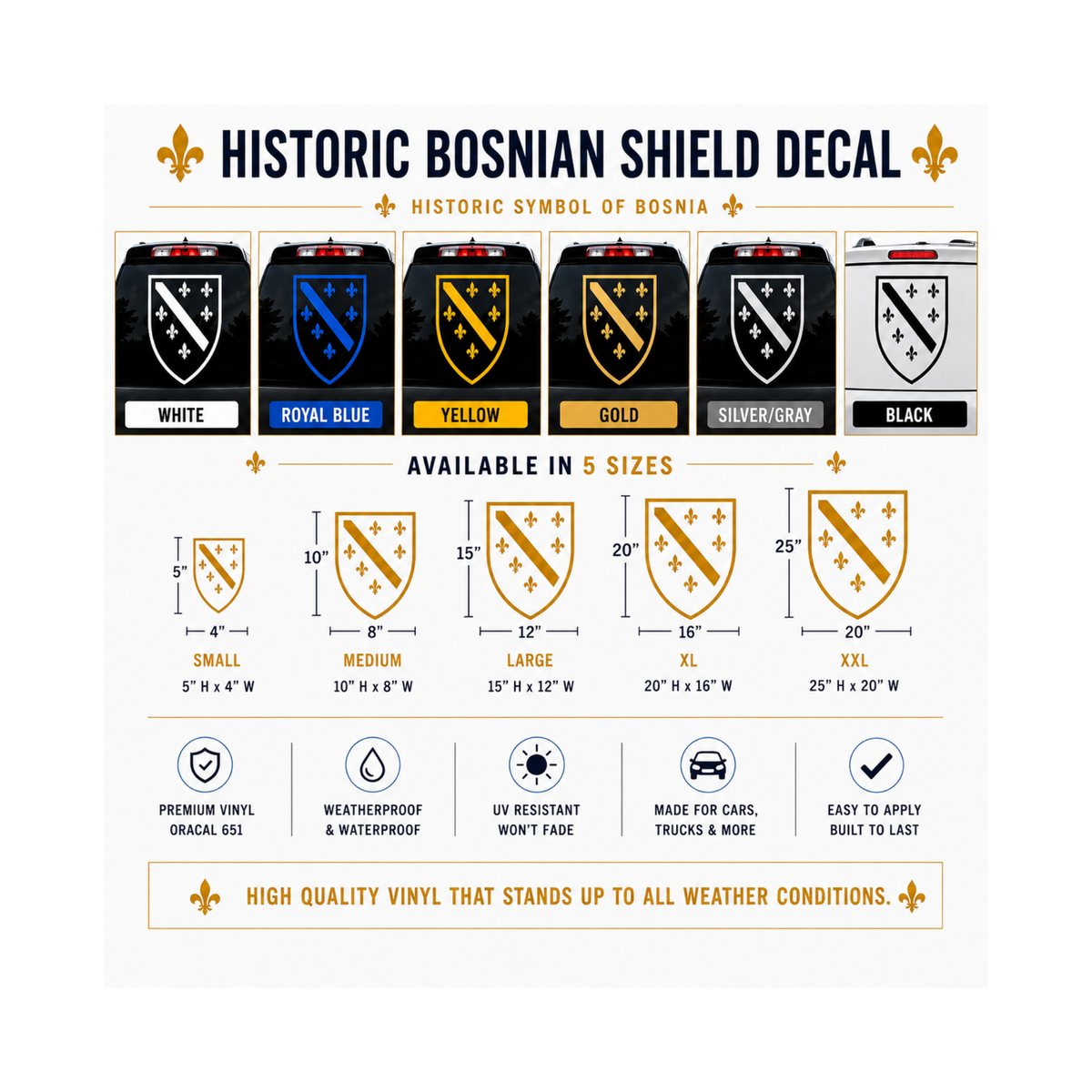 Bosnian Ljiljan Shield Vinyl Decal