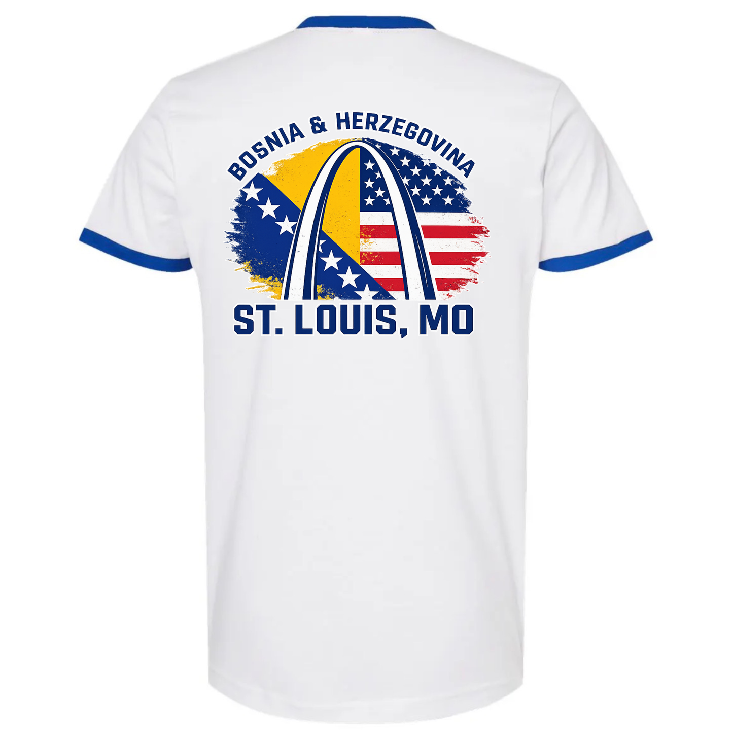 Zmajevi in STL Ringer T-Shirt | White/Blue Edition