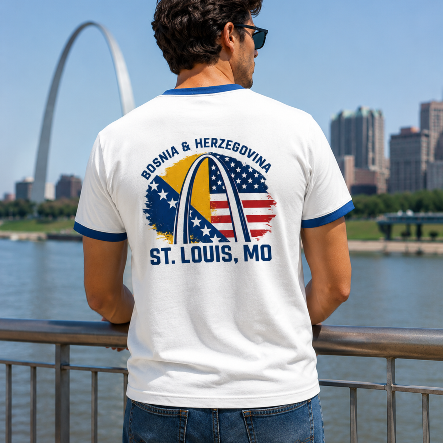 Zmajevi in STL Ringer T-Shirt | White/Blue Edition